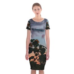 Sunflower Sunset Classic Short Sleeve Midi Dress by okhismakingart