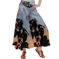 Sunflower Sunset Satin Palazzo Pants by okhismakingart