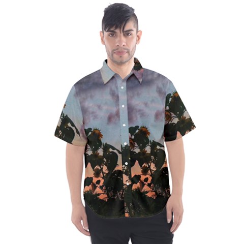 Sunflower Sunset Men s Short Sleeve Shirt by okhismakingart