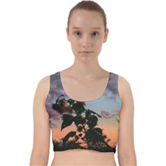 Sunflower Sunset Velvet Racer Back Crop Top by okhismakingart