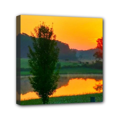 Lake Sunrise Mini Canvas 6  X 6  (stretched) by okhismakingart