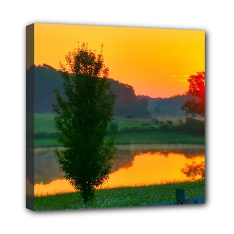 Lake Sunrise Mini Canvas 8  X 8  (stretched) by okhismakingart