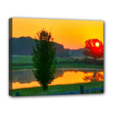 Lake Sunrise Canvas 14  X 11  (stretched) by okhismakingart