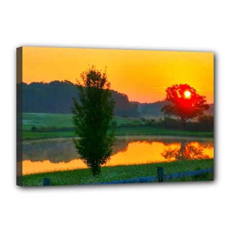 Lake Sunrise Canvas 18  X 12  (stretched) by okhismakingart