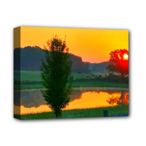 Lake Sunrise Deluxe Canvas 14  X 11  (stretched) by okhismakingart