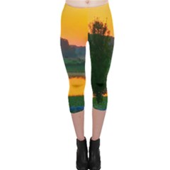 Lake Sunrise Capri Leggings  by okhismakingart