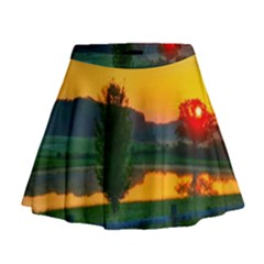 Lake Sunrise Mini Flare Skirt by okhismakingart