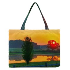 Lake Sunrise Zipper Medium Tote Bag by okhismakingart