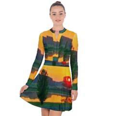 Lake Sunrise Long Sleeve Panel Dress by okhismakingart