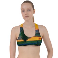 Lake Sunrise Criss Cross Racerback Sports Bra by okhismakingart