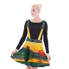 Lake Sunrise Suspender Skater Skirt by okhismakingart