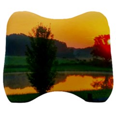 Lake Sunrise Velour Head Support Cushion by okhismakingart