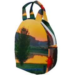 Lake Sunrise Travel Backpacks by okhismakingart