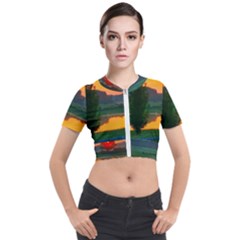 Lake Sunrise Short Sleeve Cropped Jacket