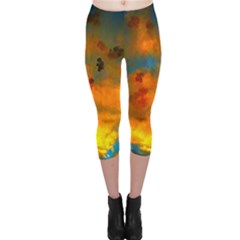 Tie-dye Sky Capri Leggings  by okhismakingart