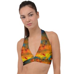 Tie-dye Sky Halter Plunge Bikini Top by okhismakingart