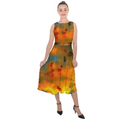 Tie-dye Sky Midi Tie-back Chiffon Dress by okhismakingart