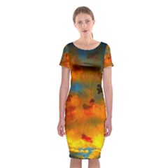 Tie-dye Sky Classic Short Sleeve Midi Dress by okhismakingart