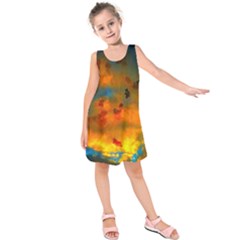 Tie-dye Sky Kids  Sleeveless Dress by okhismakingart