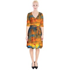 Tie-dye Sky Wrap Up Cocktail Dress by okhismakingart