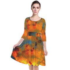 Tie-dye Sky Quarter Sleeve Waist Band Dress by okhismakingart