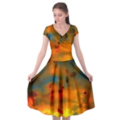 Tie-dye Sky Cap Sleeve Wrap Front Dress by okhismakingart