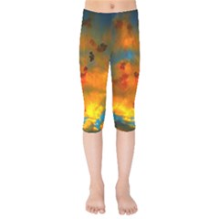 Tie-dye Sky Kids  Capri Leggings  by okhismakingart