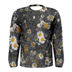 Black And White With Daisies Men s Long Sleeve Tee by okhismakingart