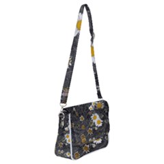 Black And White With Daisies Shoulder Bag With Back Zipper