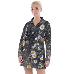 Black And White With Daisies Women s Hoodie Dress