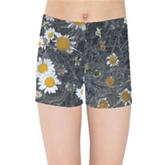 Black And White With Daisies Kids  Sports Shorts by okhismakingart