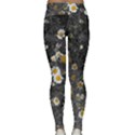 Black And White With Daisies Lightweight Velour Classic Yoga Leggings View2