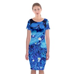 Blue Daisies Classic Short Sleeve Midi Dress by okhismakingart