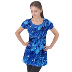 Blue Daisies Puff Sleeve Tunic Top by okhismakingart