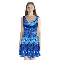 Blue Daisies Split Back Mini Dress  by okhismakingart