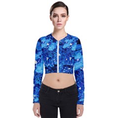 Blue Daisies Long Sleeve Zip Up Bomber Jacket by okhismakingart