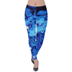 Blue Daisies Velvet Leggings by okhismakingart