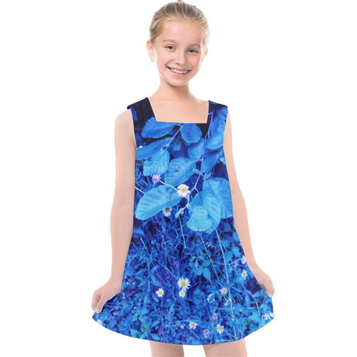 Blue Daisies Kids  Cross Back Dress