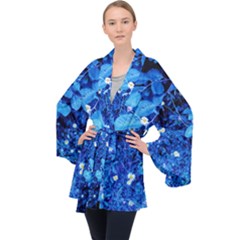 Blue Daisies Velvet Kimono Robe by okhismakingart