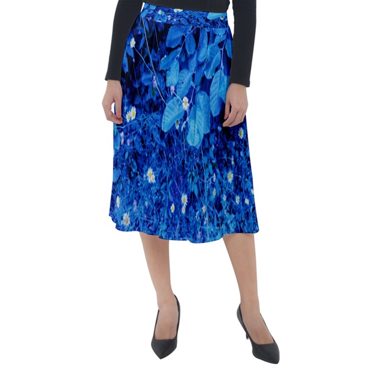 Blue Daisies Classic Velour Midi Skirt 