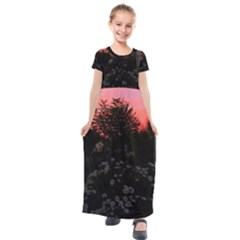 Daisies And Pink Kids  Short Sleeve Maxi Dress by okhismakingart