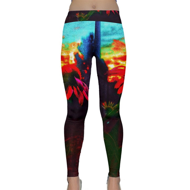 Neon Cone Flower Classic Yoga Leggings