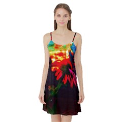 Neon Cone Flower Satin Night Slip