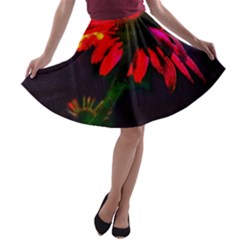 Neon Cone Flower A-line Skater Skirt