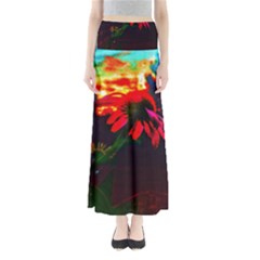 Neon Cone Flower Full Length Maxi Skirt