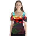 Neon Cone Flower Butterfly Sleeve Cutout Tee  View1