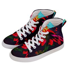 Neon Cone Flower Men s Hi-top Skate Sneakers by okhismakingart