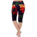 Neon Cone Flower Lightweight Velour Cropped Yoga Leggings View4