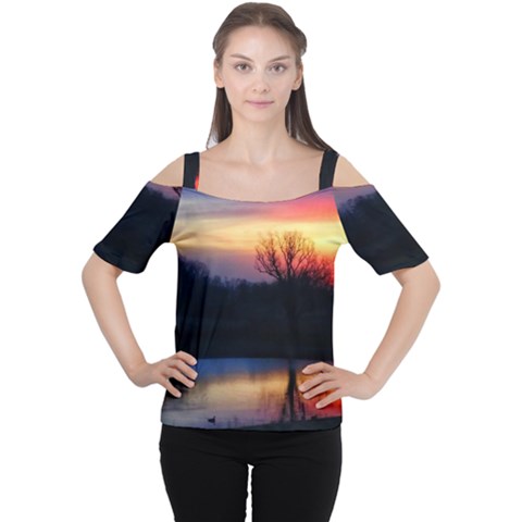 Pastel Sunrise Cutout Shoulder Tee by okhismakingart