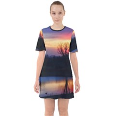 Pastel Sunrise Sixties Short Sleeve Mini Dress by okhismakingart